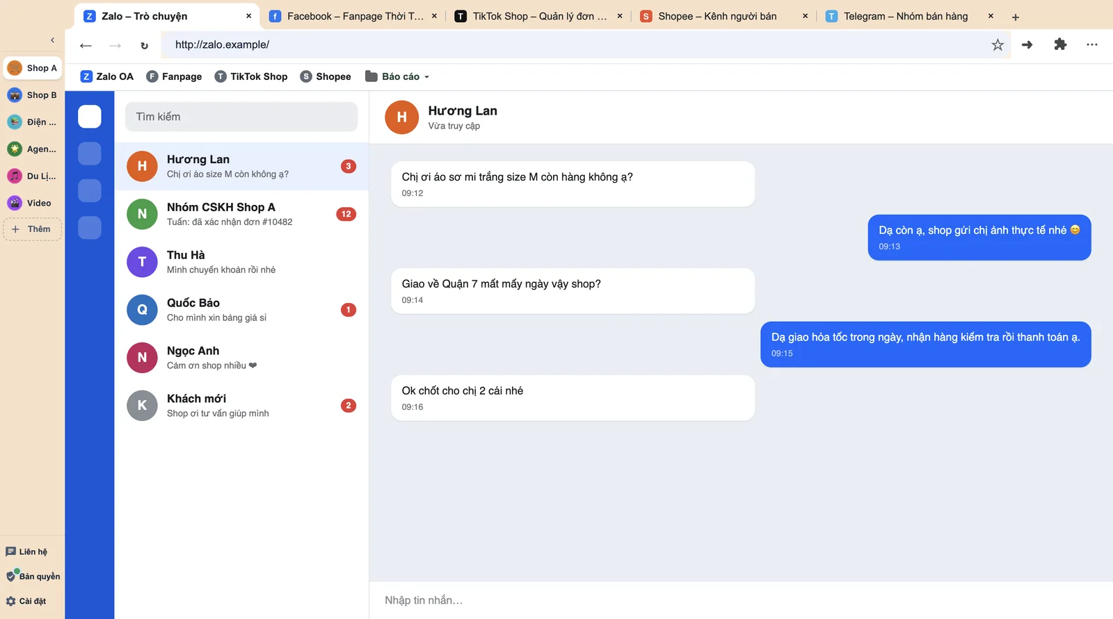 Giao diện LiBrowser: danh sách Trình duyệt ở menu trái, nhiều tab và thanh dấu trang