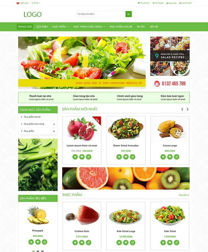 Mẫu website bách hóa thực phẩm