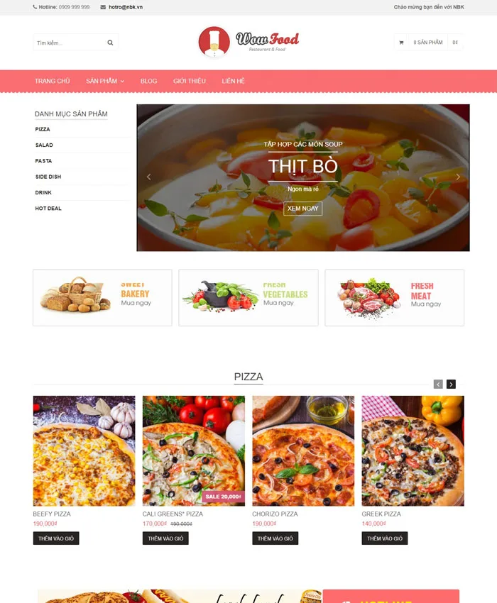 Mẫu webiste bán hàng thực phẩm Wowfood