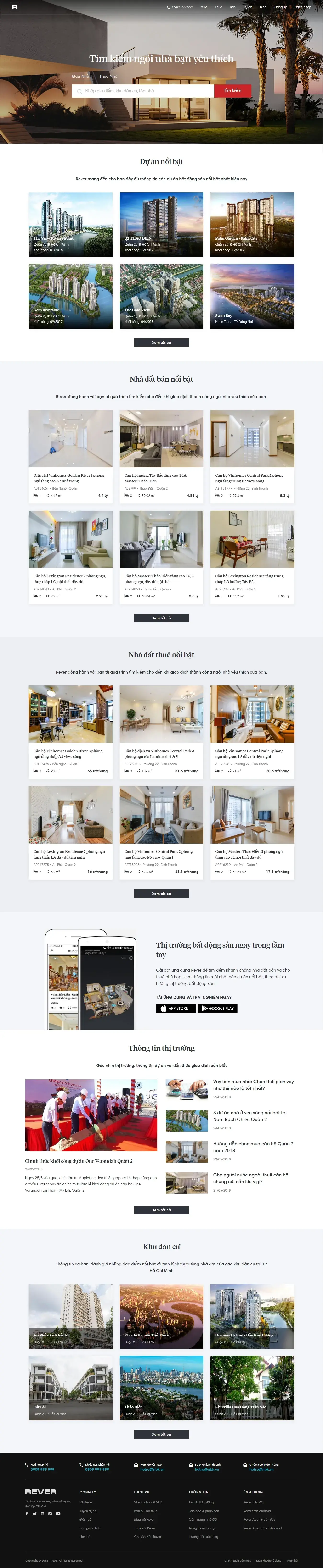 Mẫu website bất động sản Rever