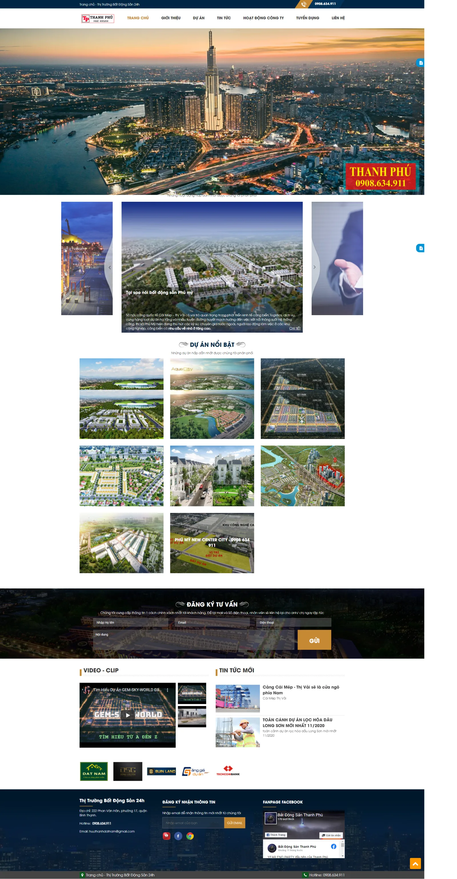 Mẫu website bất động sản Thanh Phú