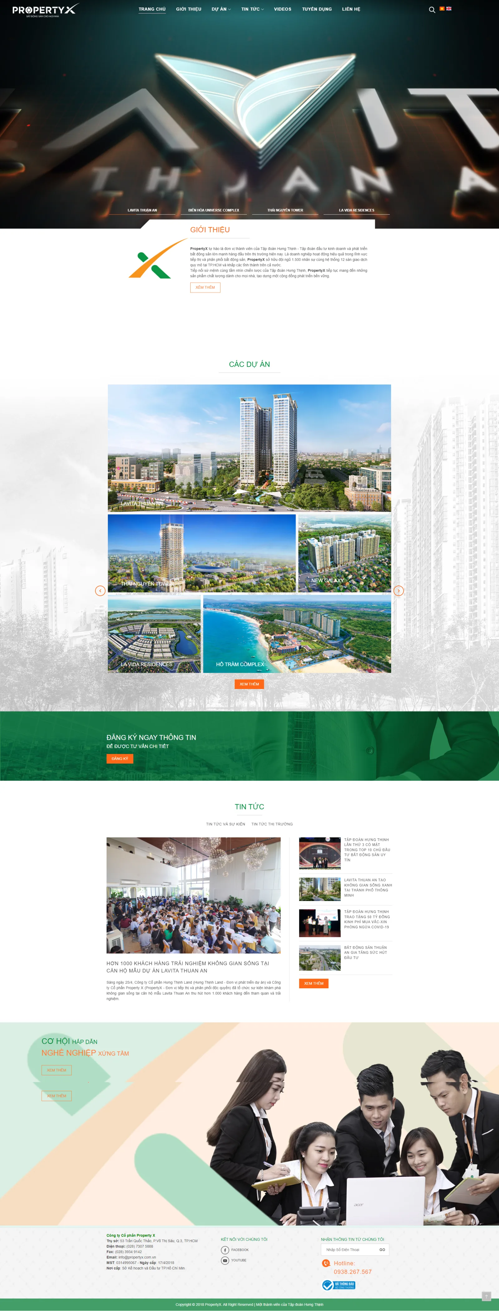 Mẫu website Công Ty Propertyx Hưng Thịnh