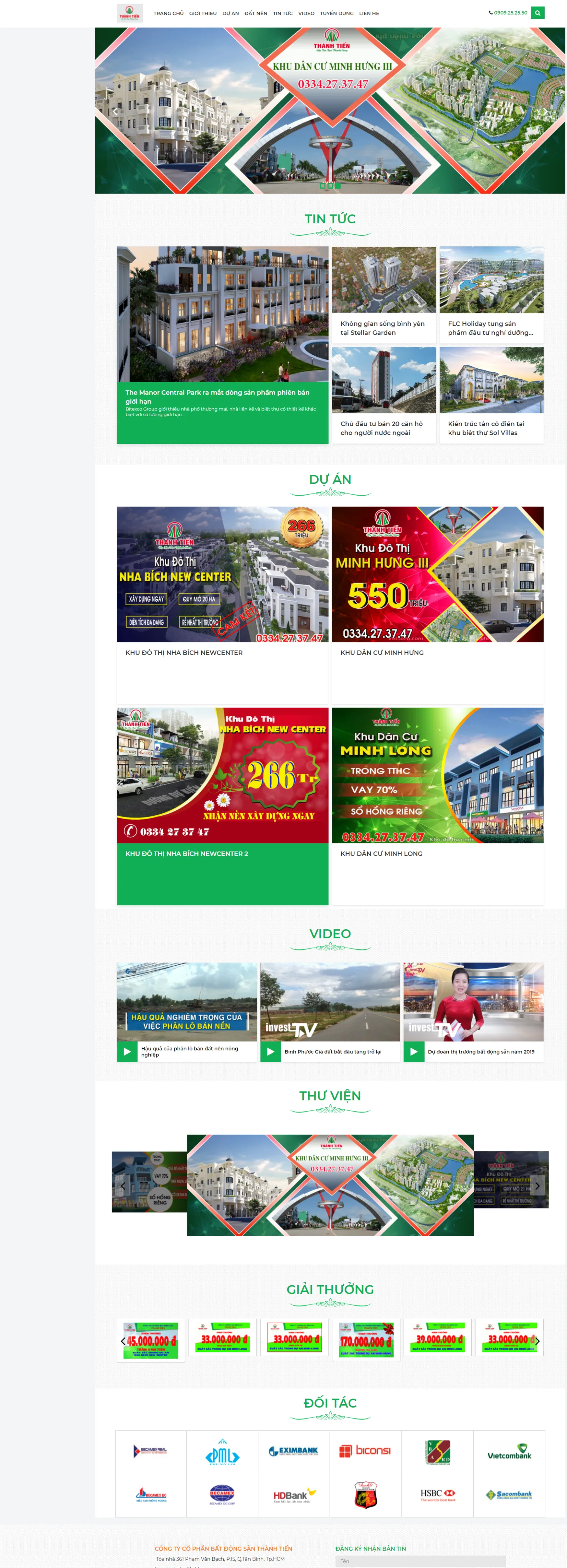 Mẫu website địa ốc Thành Tiến
