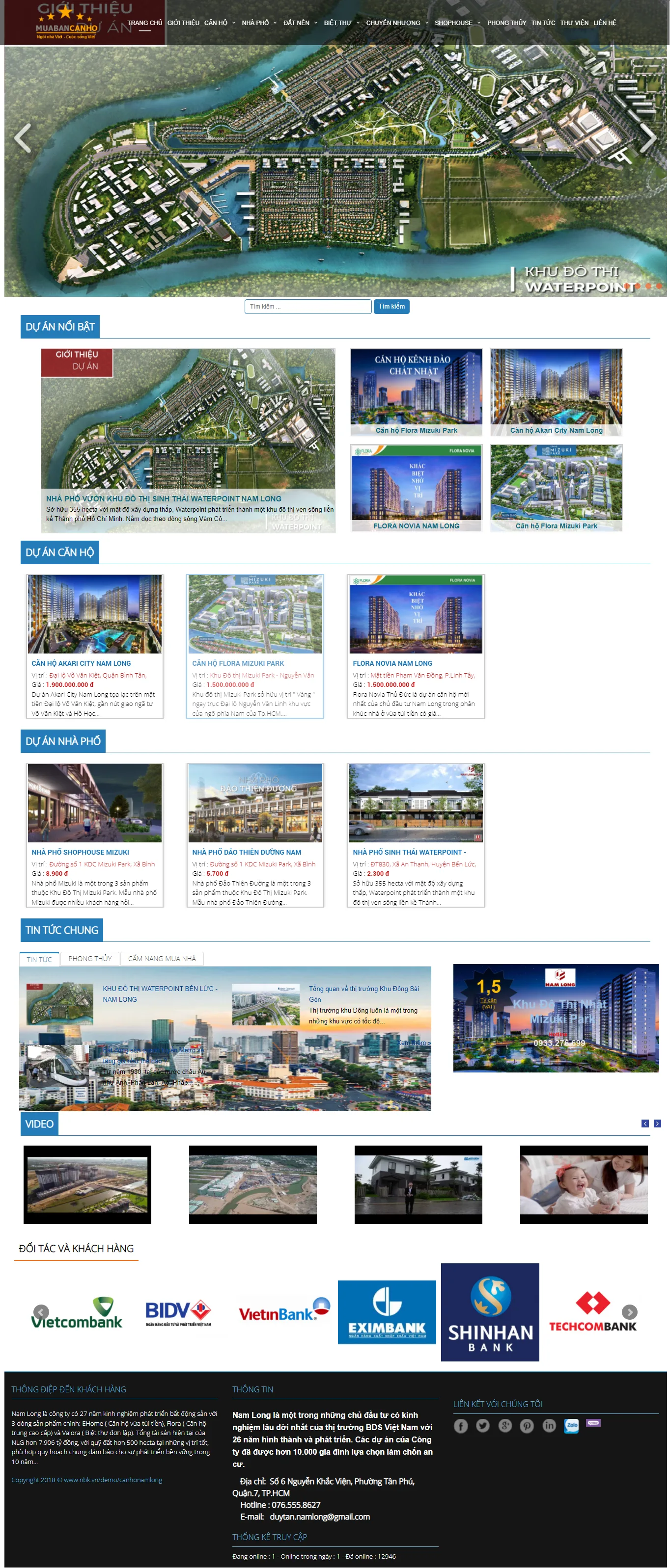 Mẫu website căn hộ Nam Long