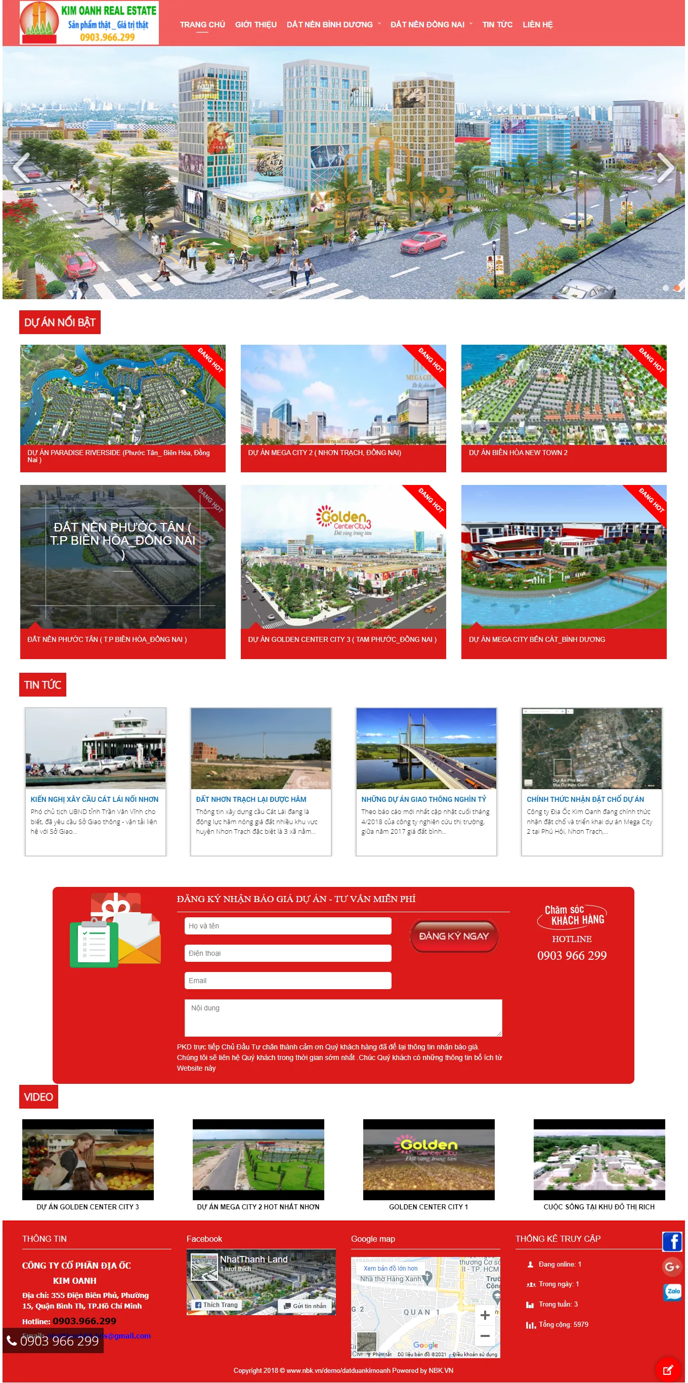 Mẫu website đất dự án Kim Oanh