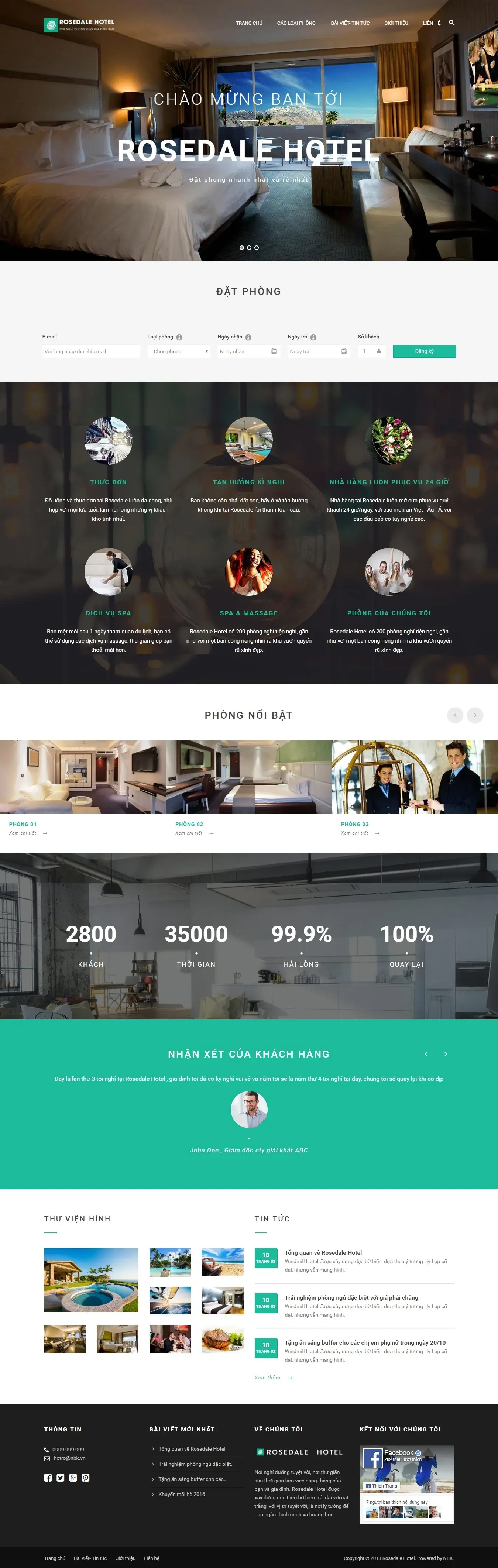 Mẫu website khách sạn Rose hotel