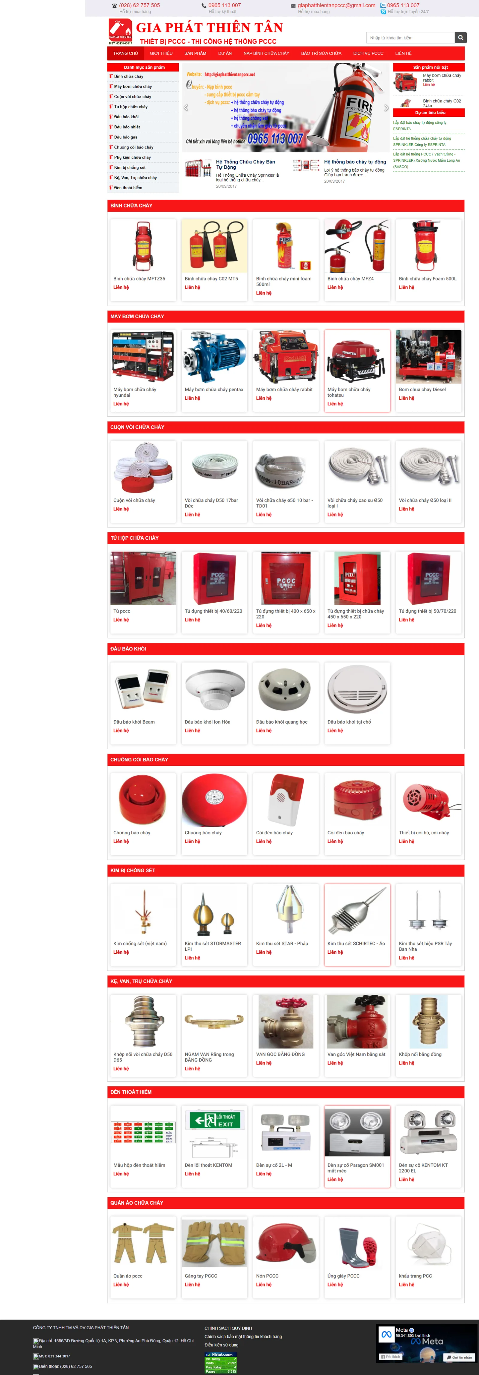 Mẫu website thiết bị PCCC