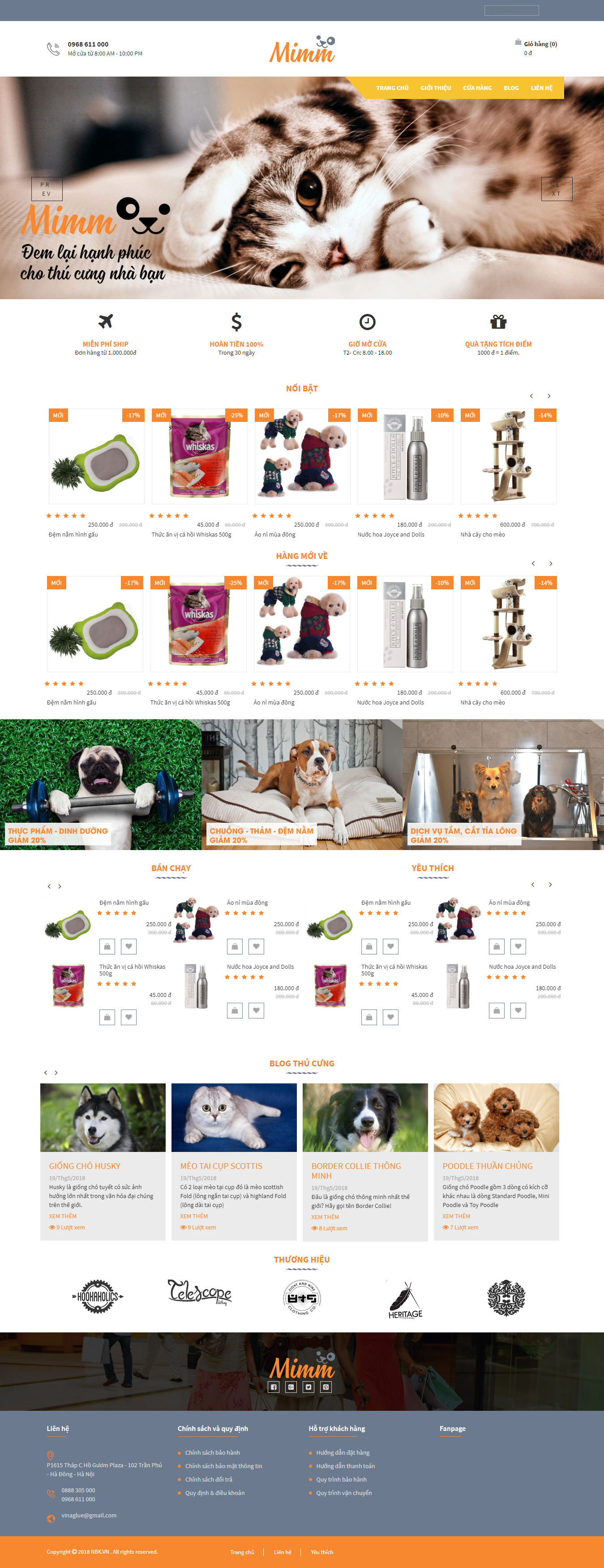 Mẫu website kinh doanh thú cưng Pet Shop