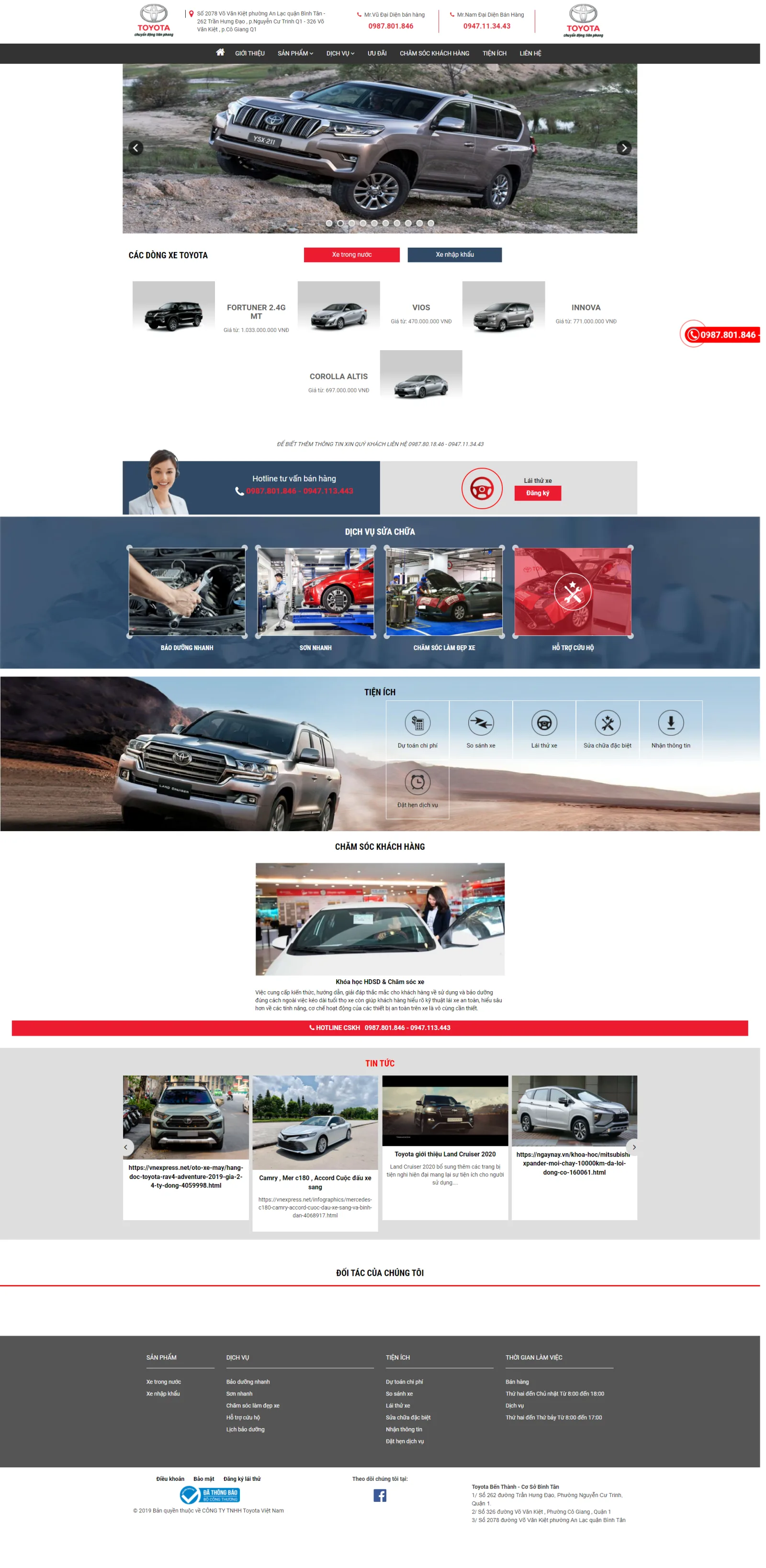 Mẫu website Xe Toyata Việt Nam