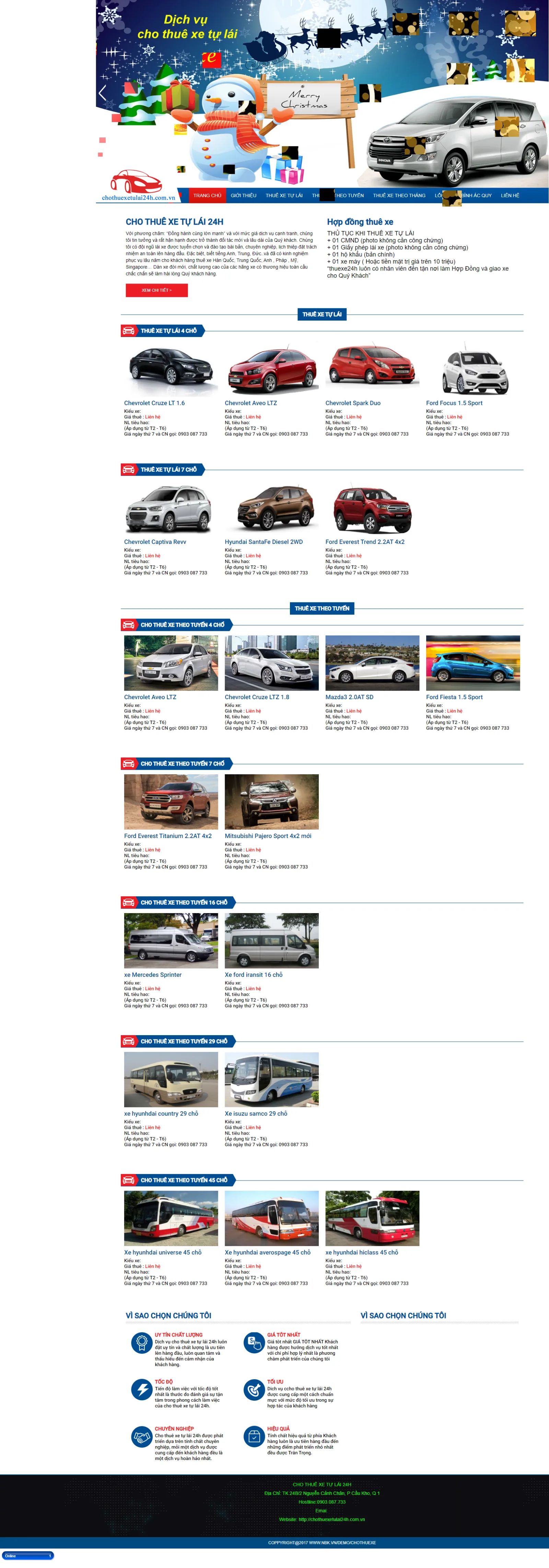 Mẫu website cho thuê xe