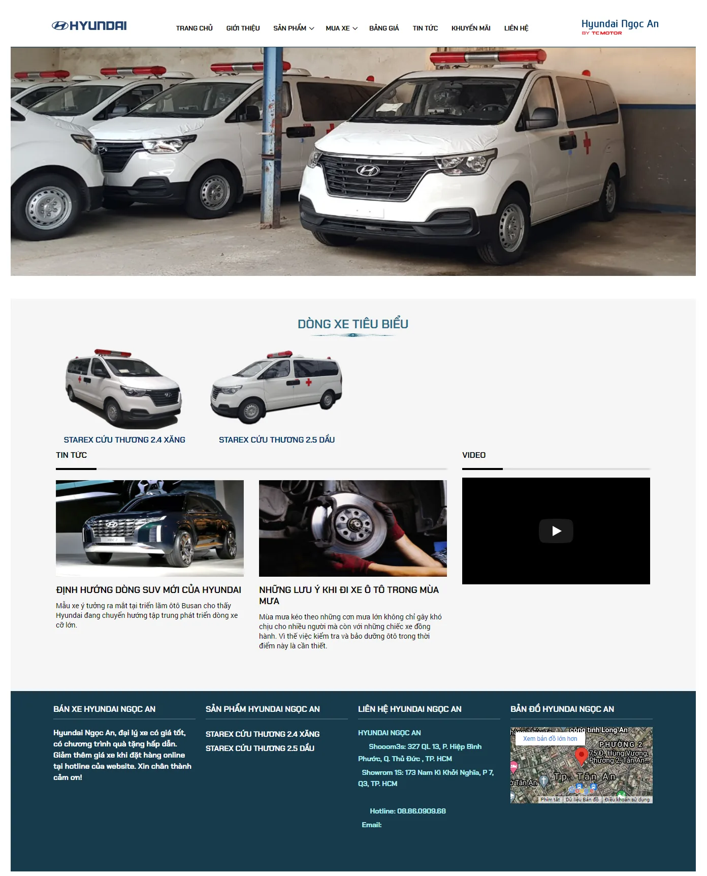 Mẫu web bán xe cứu thương