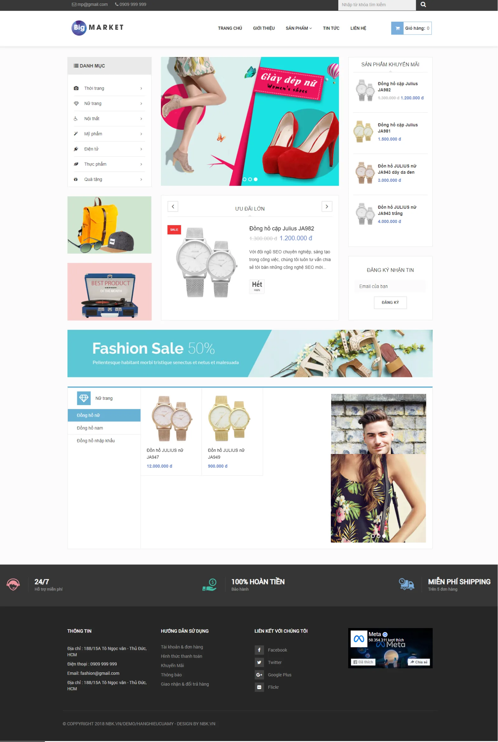 Mẫu website Thời Trang Đồng Hồ