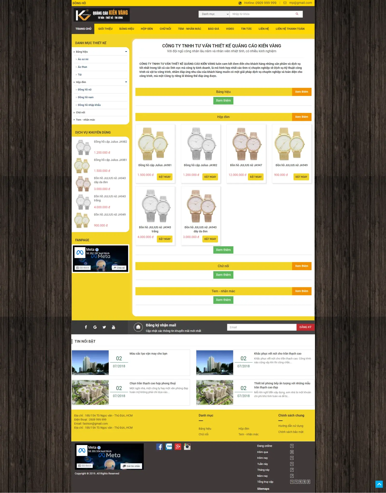 Mẫu website đồng hồ Kiến Vàng
