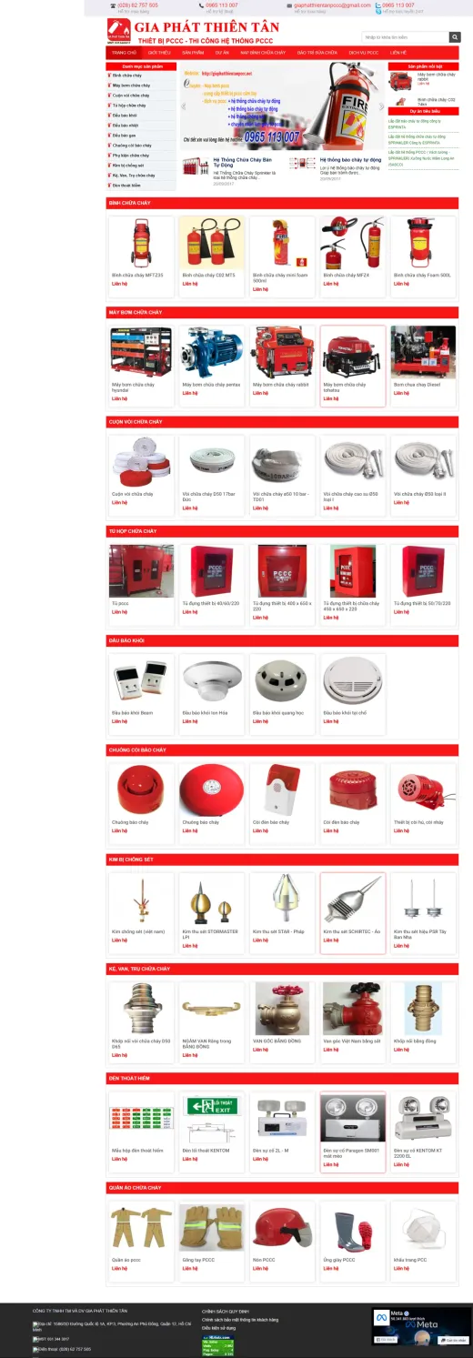 Mẫu website thiết bị PCCC