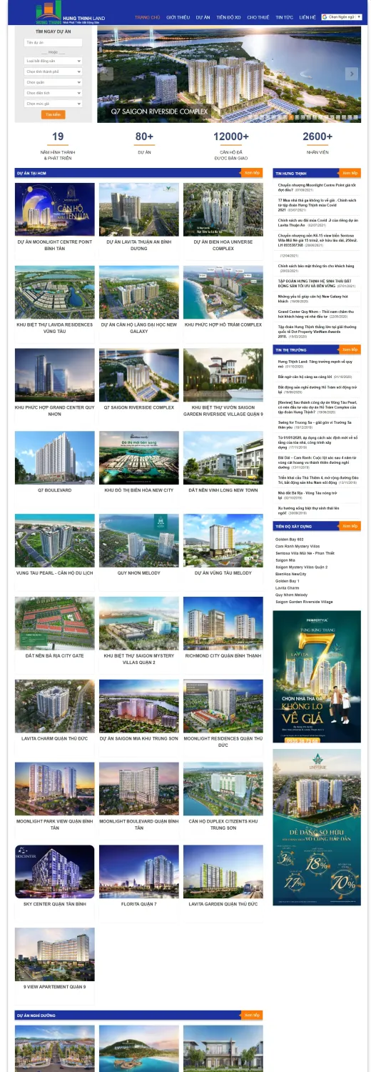 Mẫu website bất động sản Hưng Thịnh