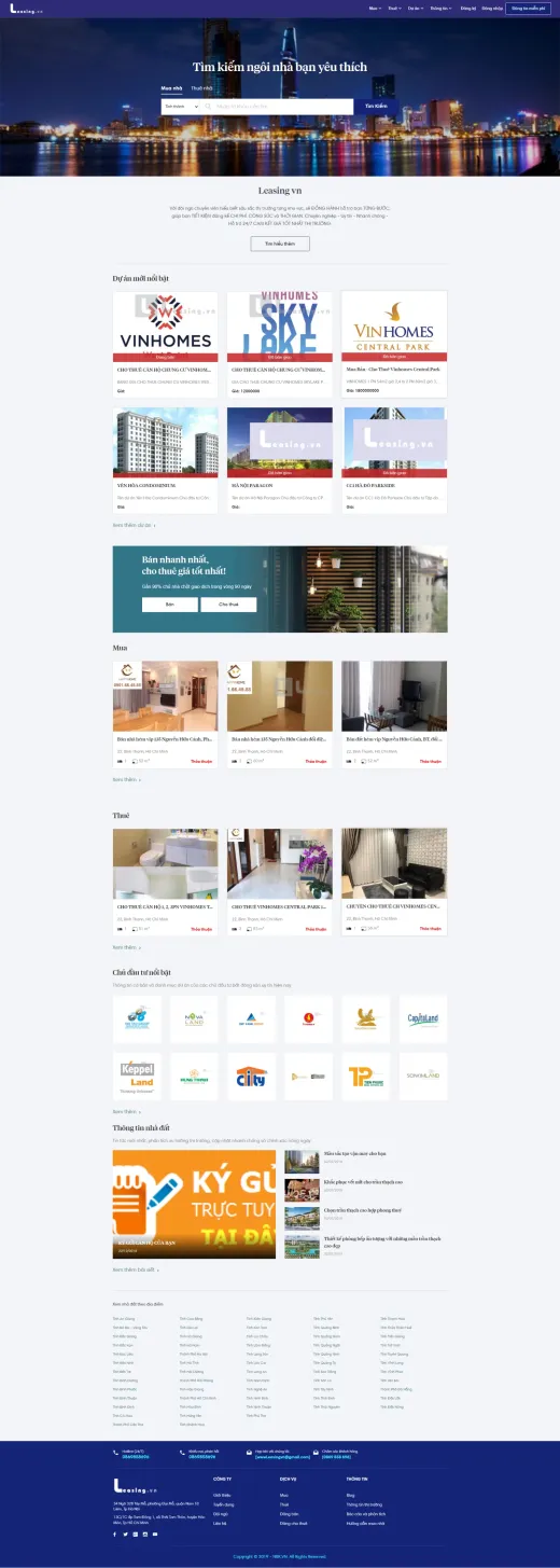 Mẫu website Bất động sản Leasing