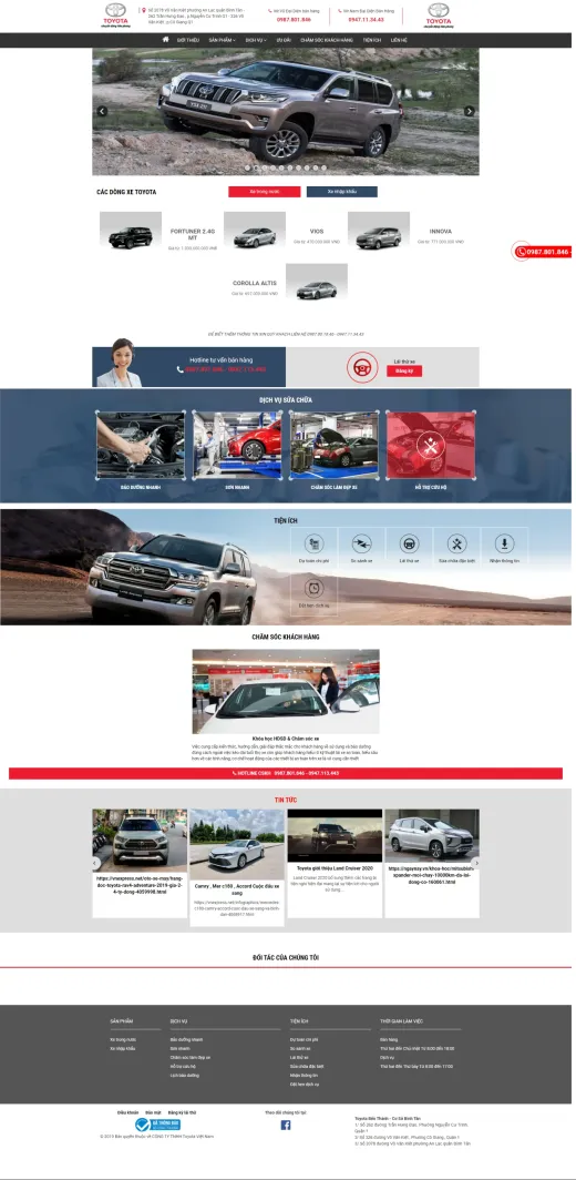 Mẫu website Xe Toyata Việt Nam