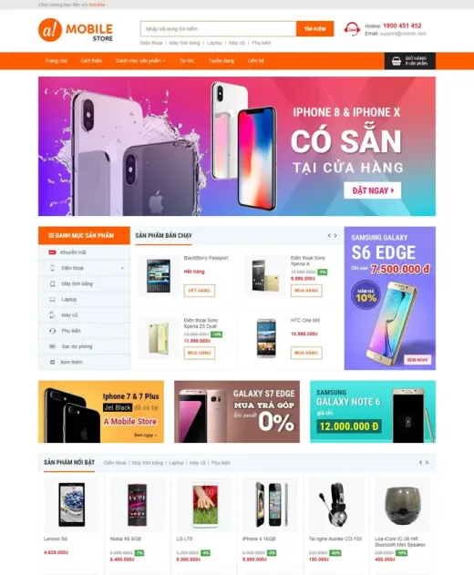 Mẫu website bán hàng điện tử Mobile story