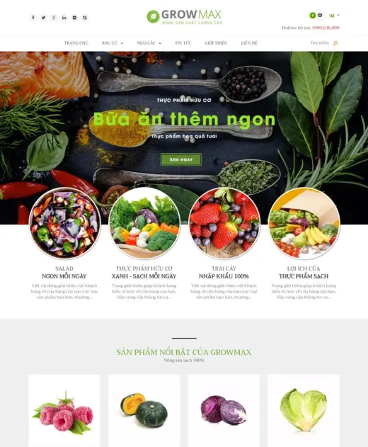 Mẫu website Nông sản sạch