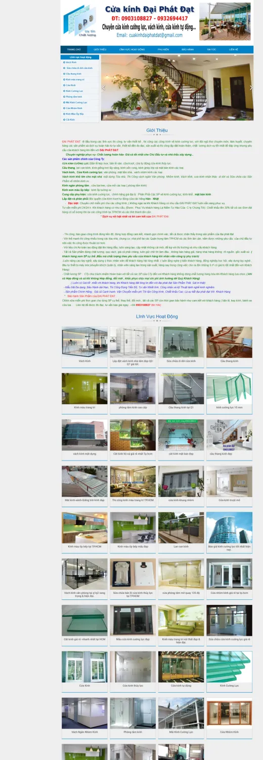 Mẫu website cửa kính Đại Phát