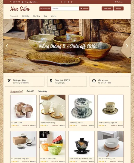 Mẫu website kinh doanh Xen Gốm