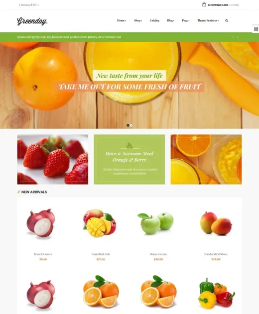 Mẫu website Thực phẩm greenday