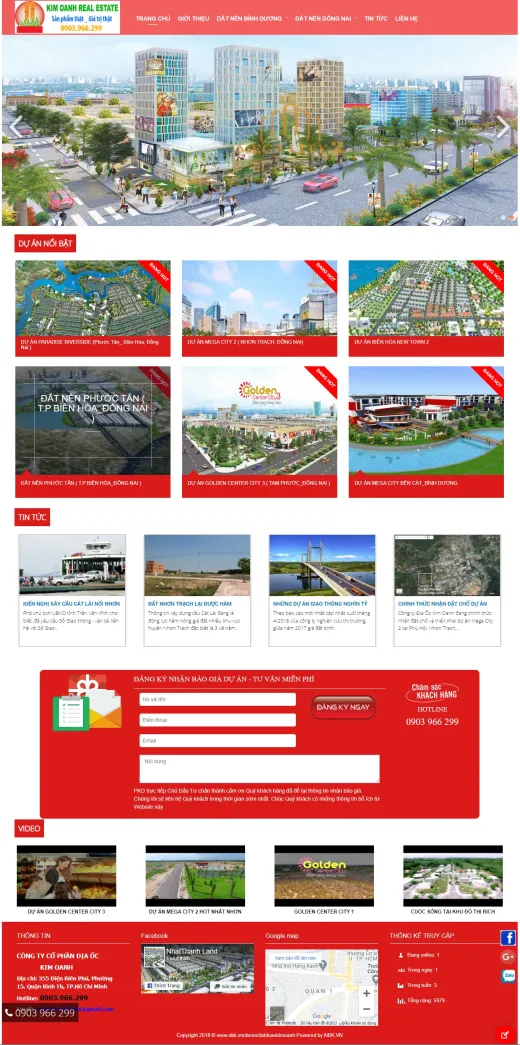 Mẫu website đất dự án Kim Oanh