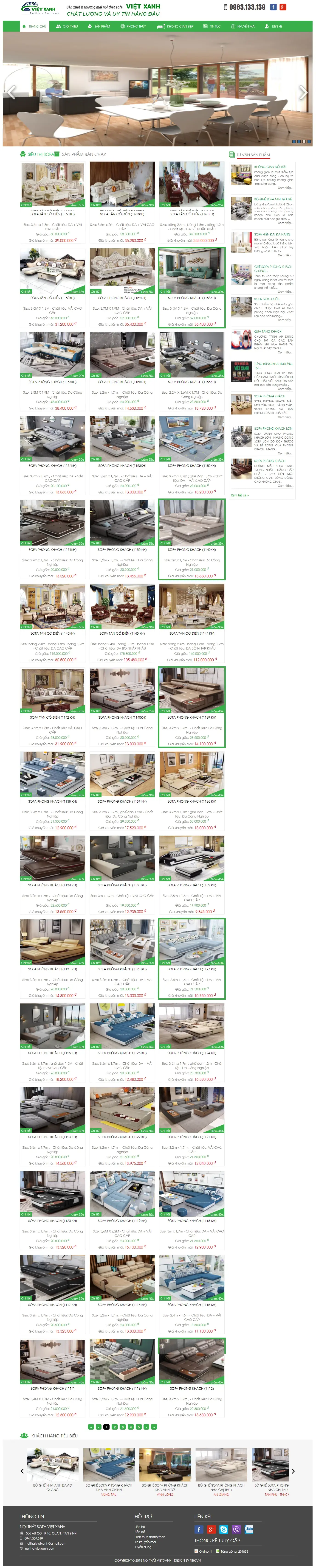 Mẫu website nội thất Việt Xanh