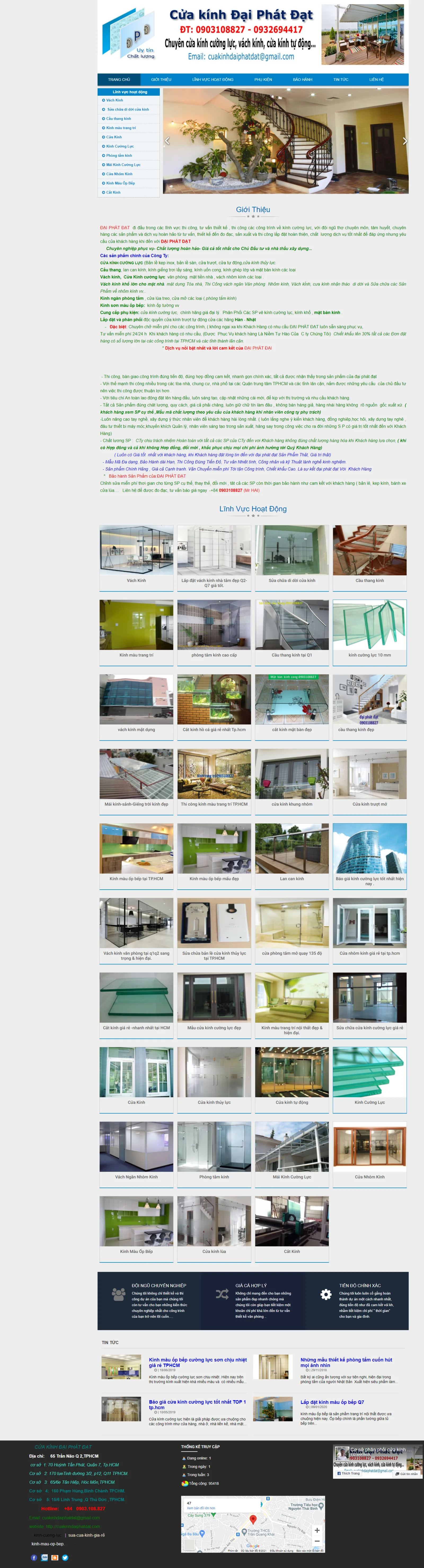 Mẫu website cửa kính Đại Phát
