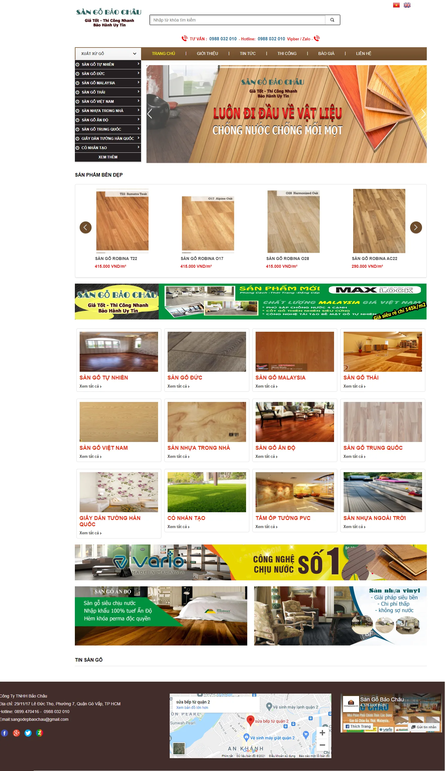 Mẫu website nội thất sàn gỗ