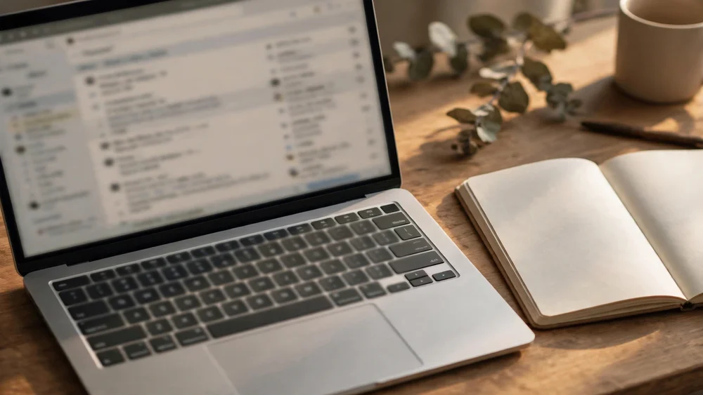 Laptop hiển thị hộp thư email bị làm mờ