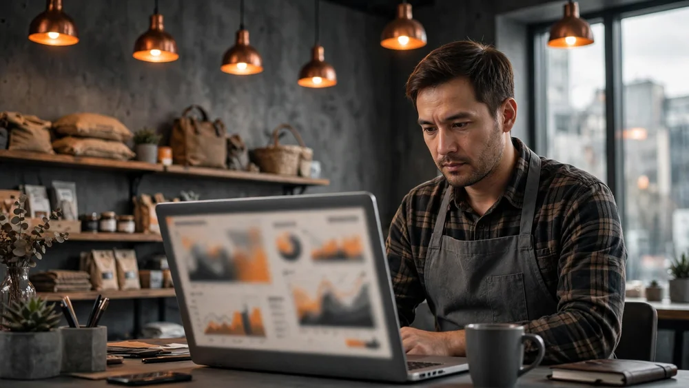 Ảnh thật chủ shop xem quảng cáo tìm kiếm trên laptop