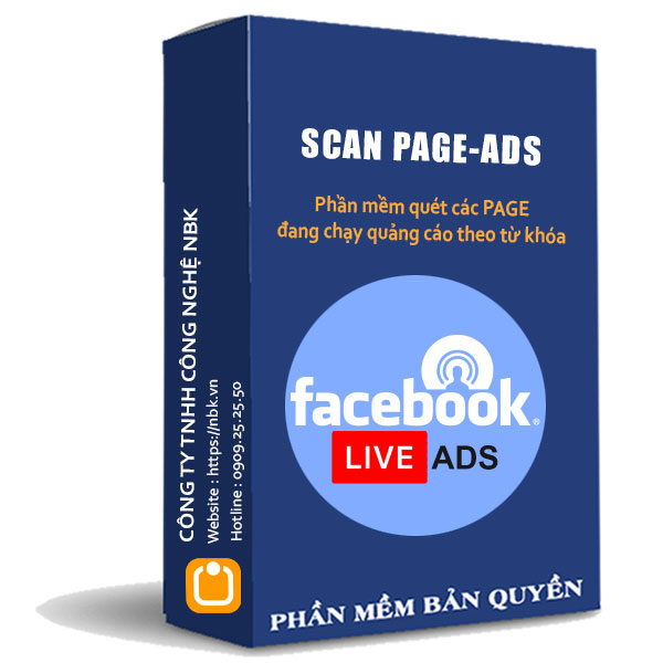 Phần mềm quét tất cả PAGE đang chạy quảng cáo trên Facebook theo từ khóa, quốc gia