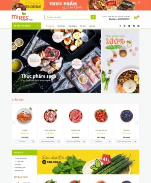 Mẫu website bán hàng Thực phẩm Hàn Quốc
